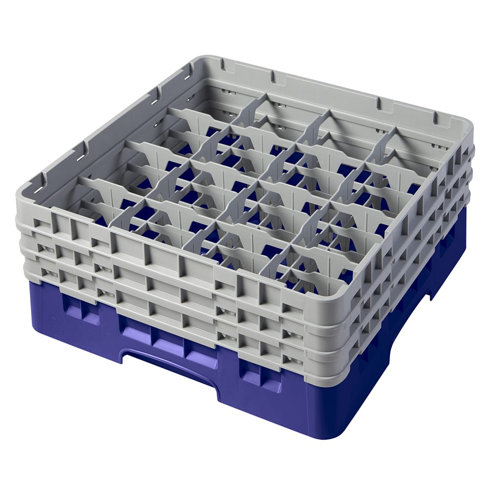 Cambro 16S638186 Camrack® Glass Rack w/ (16) Compartments - (3) Gray Extenders, Navy Blue