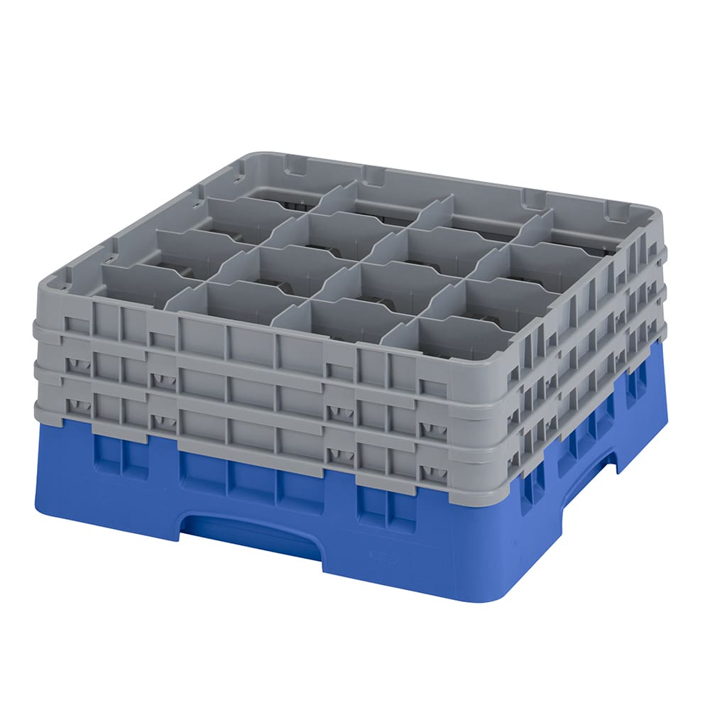 Cambro 16S738168 Camrack® Glass Rack w/ (16) Compartments - (3) Gray Extenders, Blue