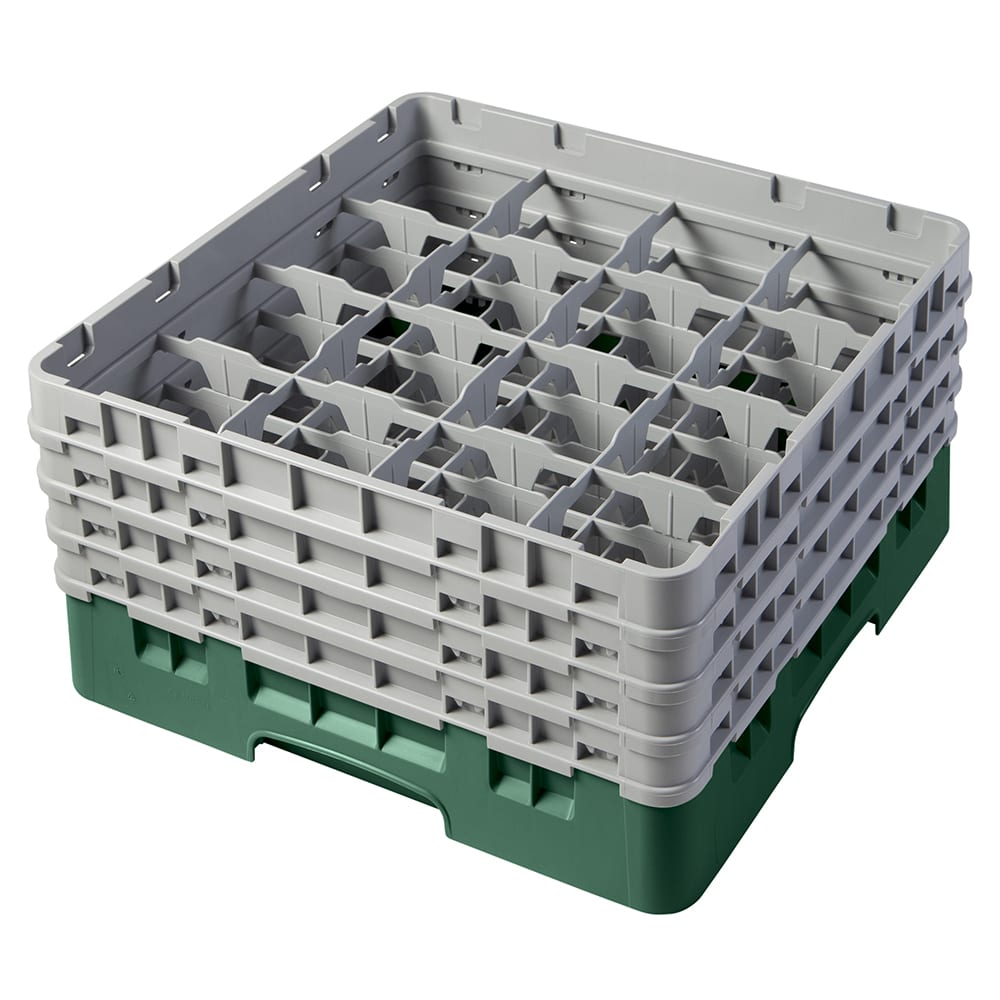 Cambro 16S800119 Camrack® Glass Rack w/ (16) Compartments - (4) Gray Extenders, Sherwood Green