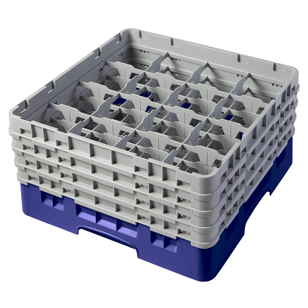 Cambro 16S800186 Camrack® Glass Rack w/ (16) Compartments - (4) Gray Extenders, Navy Blue