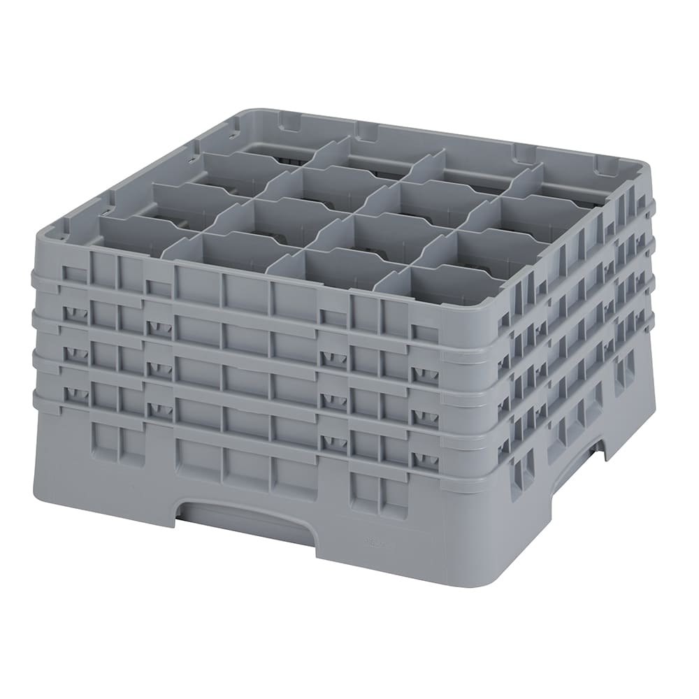 Cambro 16S900151 Camrack® Glass Rack w/ (16) Compartments - (4) Gray Extenders, Soft Gray