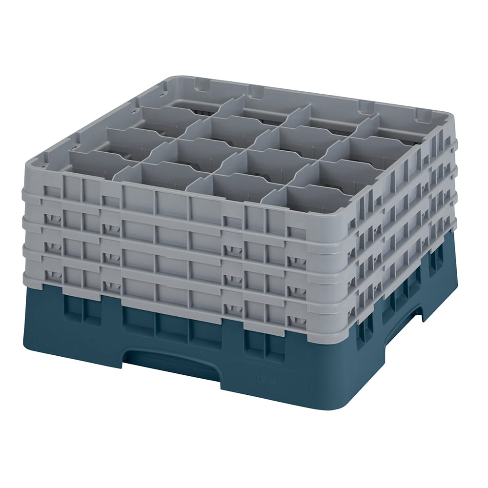 Cambro 16S900414 Camrack® Glass Rack w/ (16) Compartments - (4) Gray Extenders, Teal