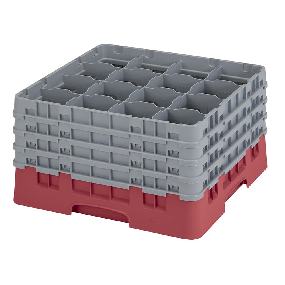 Cambro 16S900416 Camrack® Glass Rack w/ (16) Compartments - (4) Gray Extenders, Cranberry