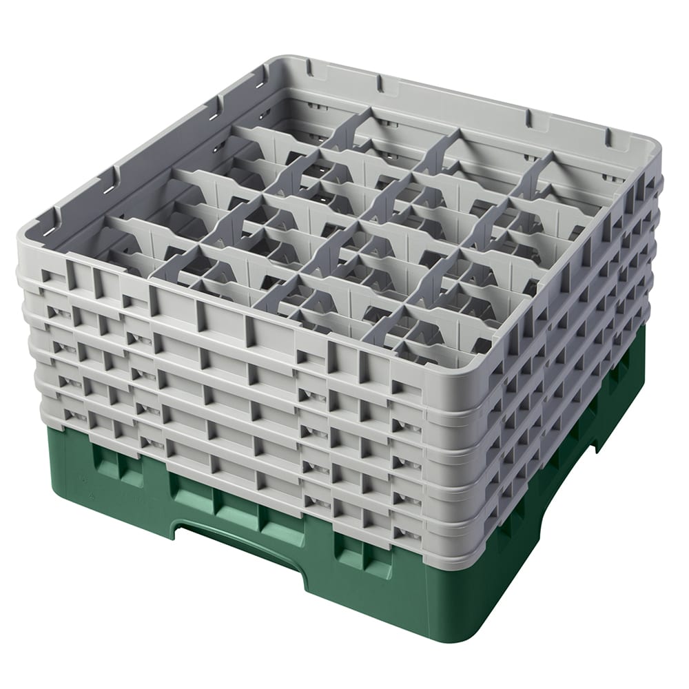 Cambro 16S958119 Camrack® Glass Rack w/ (16) Compartments - (5) Gray Extenders, Sherwood Green