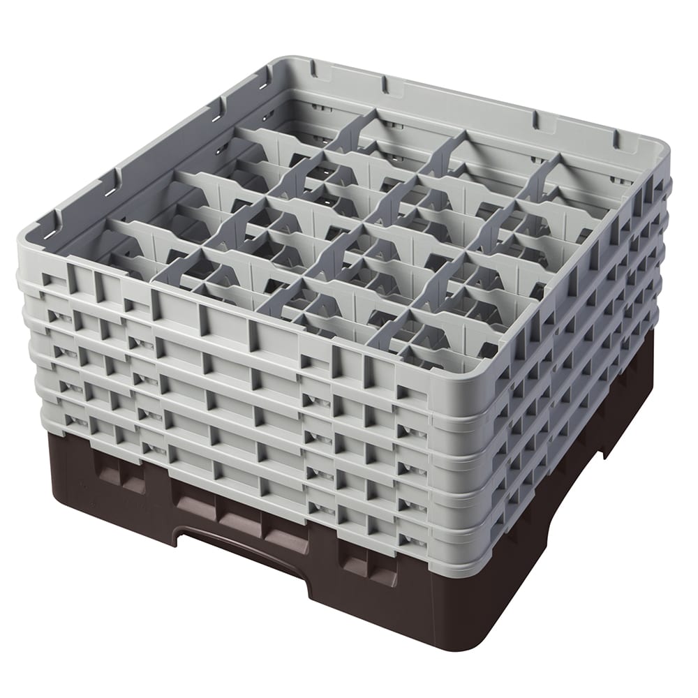 Cambro 16S958167 Camrack® Glass Rack w/ (16) Compartments - (5) Gray Extenders, Brown
