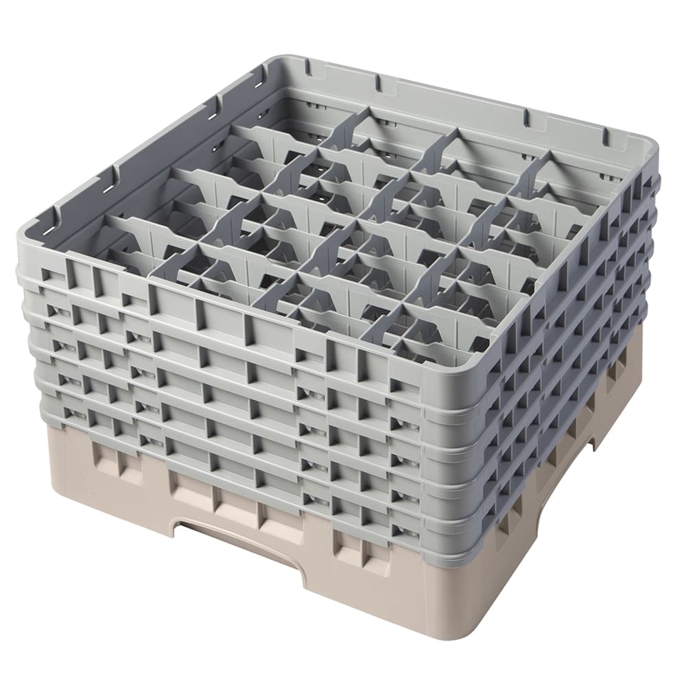 Cambro 16S958184 Camrack® Glass Rack w/ (16) Compartments - (5) Gray Extenders, Beige