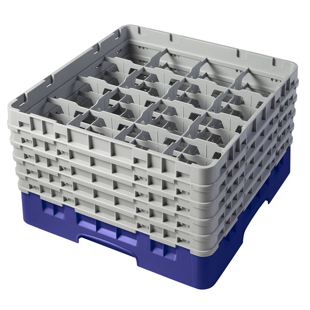 Cambro 16S958186 Camrack® Glass Rack w/ (16) Compartments - (5) Gray Extenders, Navy Blue