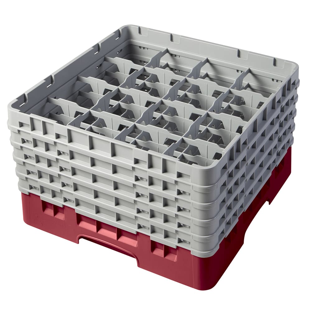 Cambro 16S958416 Camrack® Glass Rack w/ (16) Compartments - (5) Gray Extenders, Cranberry