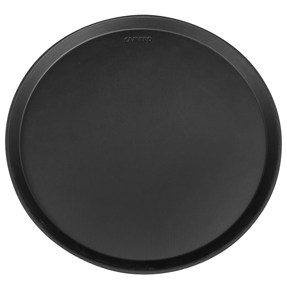 Cambro 1800CT110 18" Round Camtread Serving Tray - Fiberglass, Black Satin