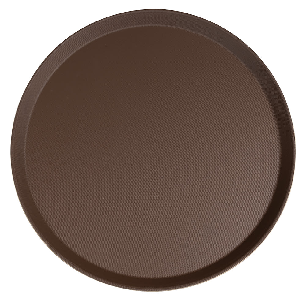 Cambro 1800CT138 18" Round Camtread Serving Tray - Fiberglass, Tavern Tan
