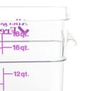 Cambro 18SFSCW441 18 qt Square Food Storage Container - CamSquare®, Allergen-Free, Polycarbonate, Clear thumbnail 4