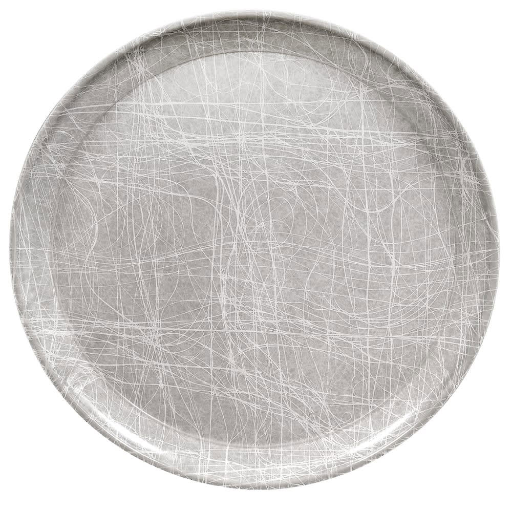 Cambro 1950215 19 1/2" Round Serving Camtray - Low-Profile, Fiberglass, Abstract Gray