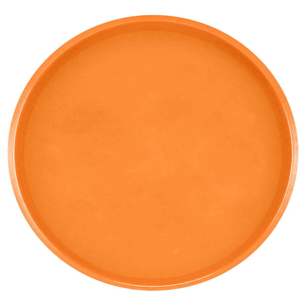 Cambro 1950222 19 1/2" Round Serving Camtray - Low-Profile, Fiberglass, Orange Pizzazz