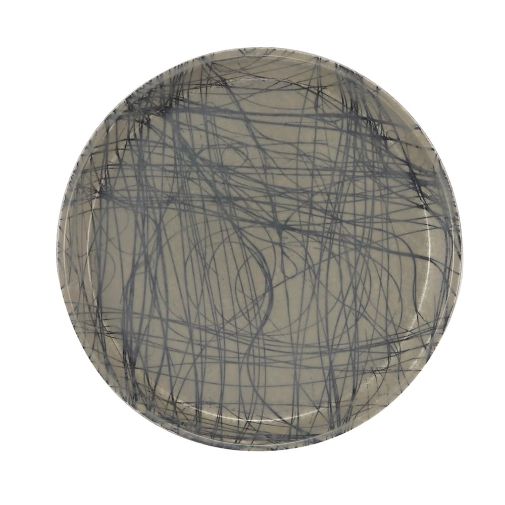Cambro 1950277 19 1/2" Round Serving Camtray - Low-Profile, Fiberglass, Swirl Gray