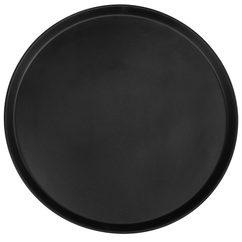 Cambro 1950CT110 19 7/16" Round Camtread Serving Tray - Low Profile, Fiberglass, Black Satin