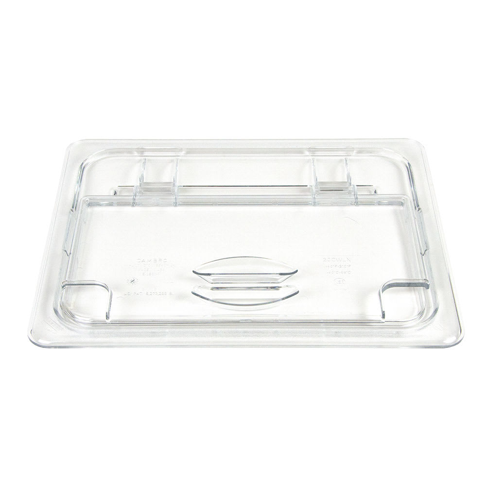 Cambro 20CWLN135 FlipLid Food Pan Cover - Half Size, Notched, Hinged, Clear