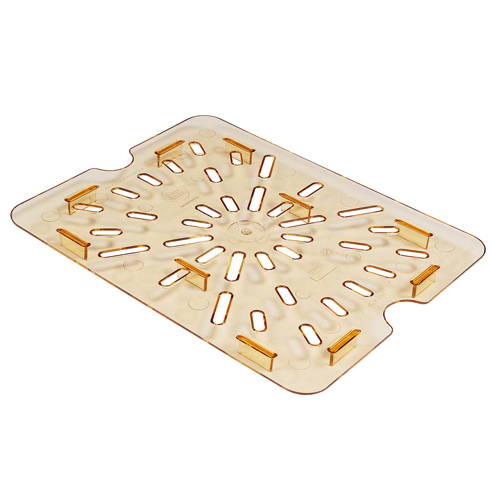 Cambro 20HPD150 H-Pan Food Pan Drain Shelf - Half Size, Non-Stick, Amber