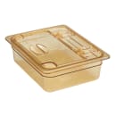Cambro 20HPLN150 FlipLid Hot Food Pan Cover - Half Size, Notched, Hinged, Amber thumbnail 2