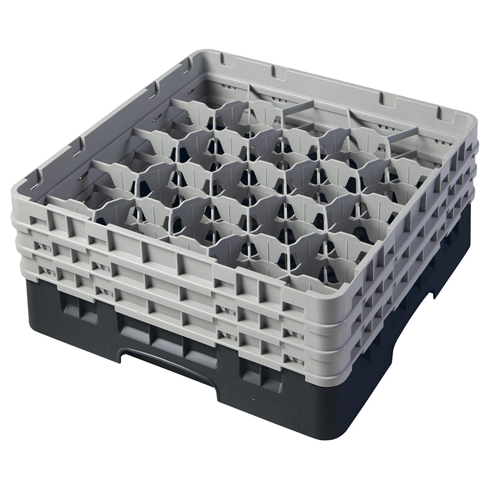 Cambro 20S638110 Camrack® Glass Rack w/ (20) Compartments - (3) Gray Extenders, Black