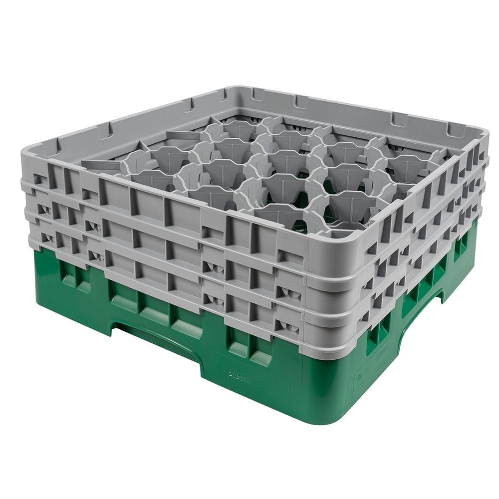 Cambro 20S638119 Camrack® Glass Rack w/ (20) Compartments - (3) Gray Extenders, Sherwood Green