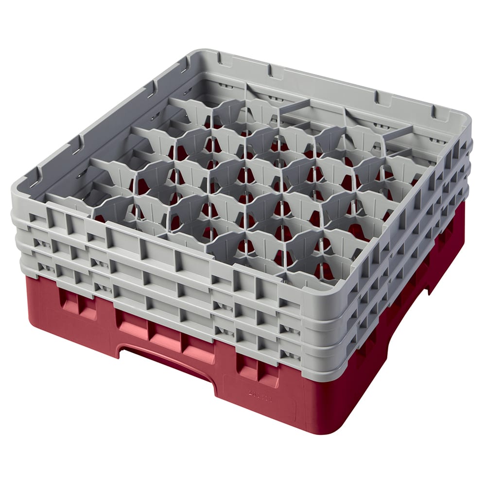 Cambro 20S638416 Camrack® Glass Rack w/ (20) Compartments - (3) Gray Extenders, Cranberry