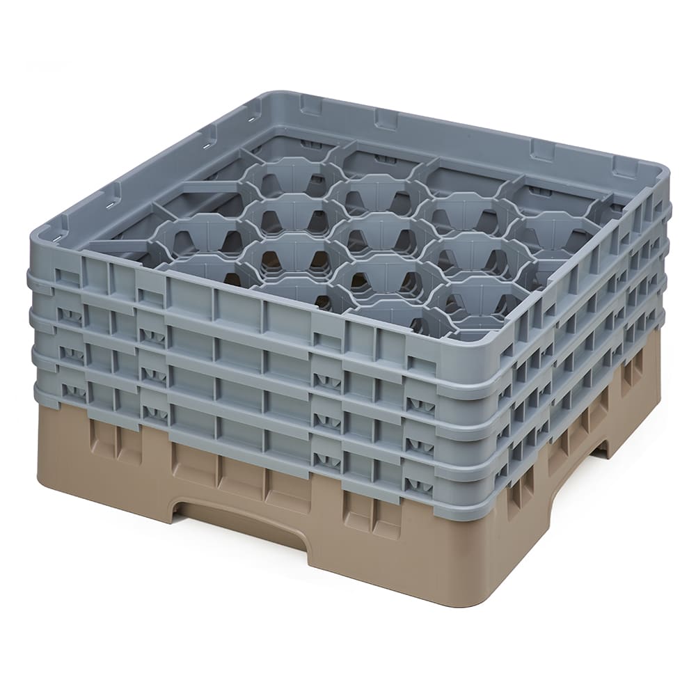Cambro 20S800184 Camrack® Glass Rack w/ (20) Compartments - (4) Gray Extenders, Beige