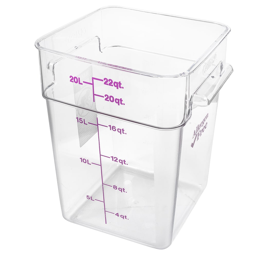 Cambro 22SFSCW441 22 qt Square Food Storage Container - CamSquare®, Allergen-Free, Polycarbonate, Clear