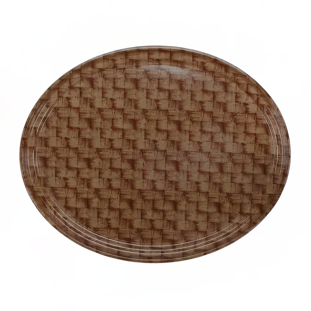 Cambro 2500301 Oval Serving Camtray® - 19 1/4" x 24", Fiberglass, Dark Basketweave