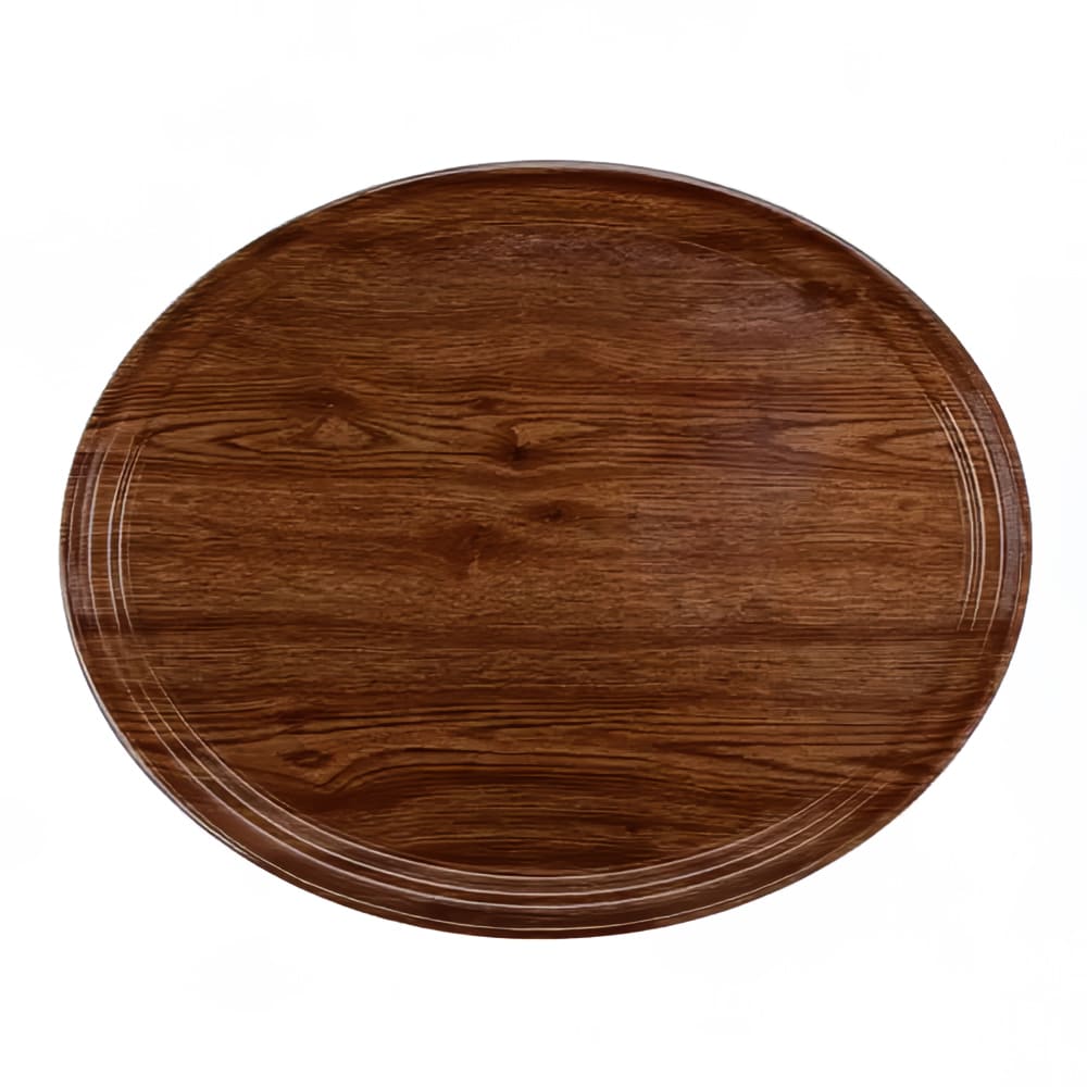 Cambro 2500308 Oval Serving Camtray® - 19 1/4" x 24", Fiberglass, Burma Teak