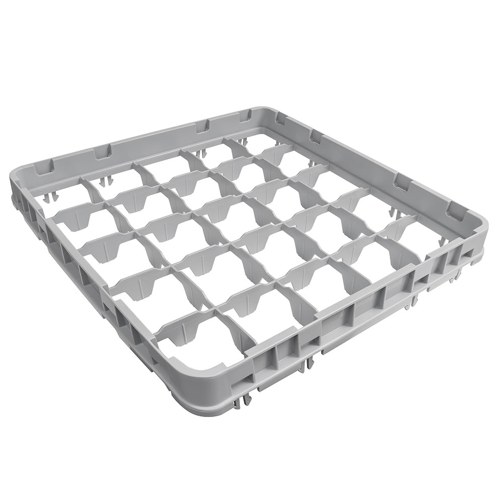 Cambro 25E2151 Full Size Glass Rack Extender w/ (25) Compartments - Half Drop, Soft Gray