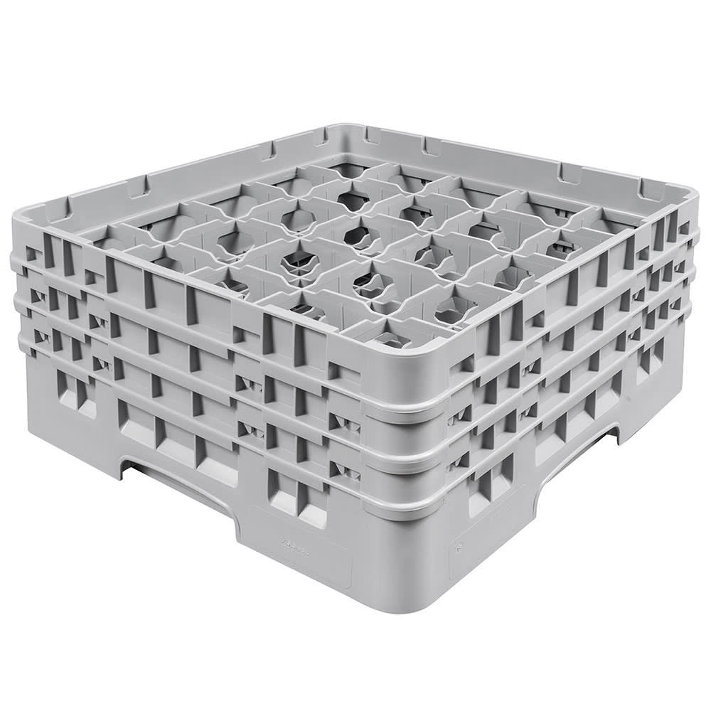 Cambro 25S638151 Camrack® Glass Rack w/ (25) Compartments - (3) Gray Extenders, Soft Gray