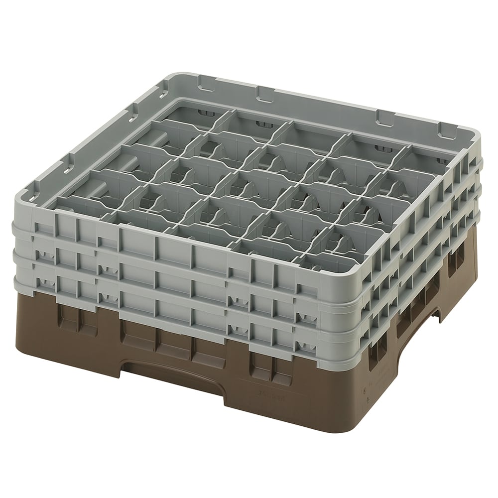 Cambro 25S638167 Camrack® Glass Rack w/ (25) Compartments - (3) Gray Extenders, Brown