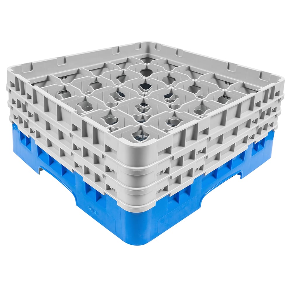 Cambro 25S638168 Camrack® Glass Rack w/ (25) Compartments - (3) Gray Extenders, Blue