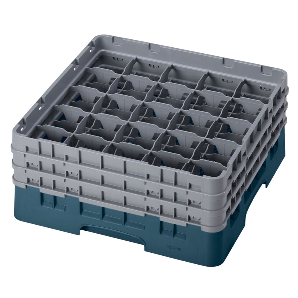 Cambro 25S638414 Camrack® Glass Rack w/ (25) Compartments - (3) Gray Extenders, Teal