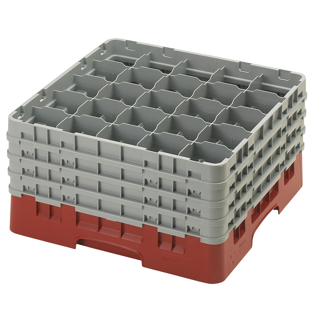 Cambro 25S900416 Camrack® Glass Rack w/ (25) Compartments - (4) Extenders, Cranberry