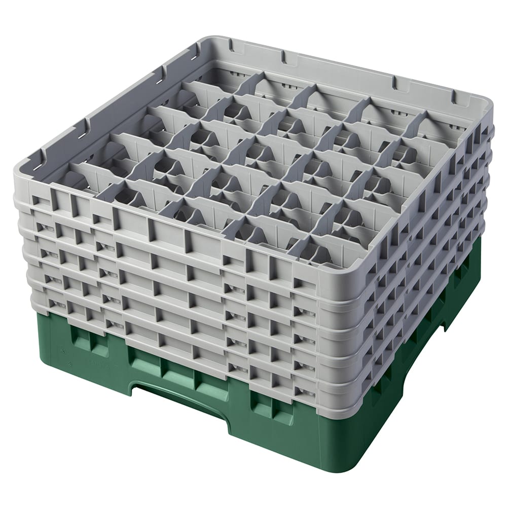 Cambro 25S958119 Camrack® Glass Rack w/ (25) Compartments - (5) Gray Extenders, Sherwood Green