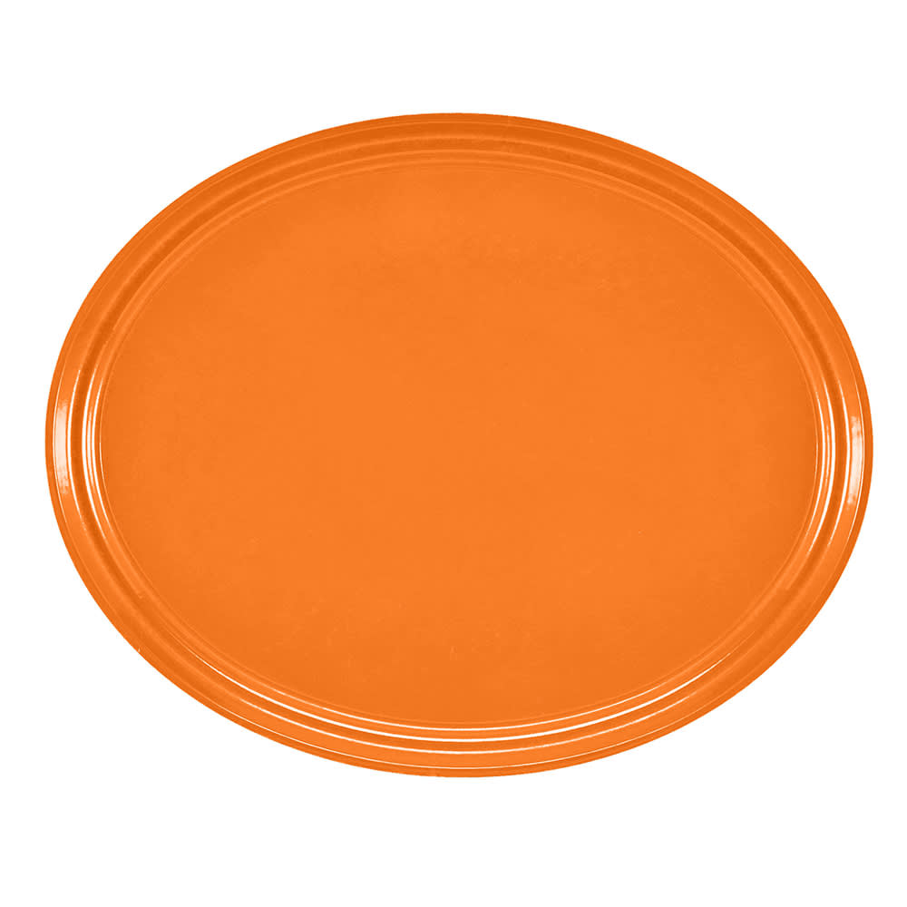 Cambro 2700222 Oval Serving Camtray - 22x27", Fiberglass, Orange Pizzazz