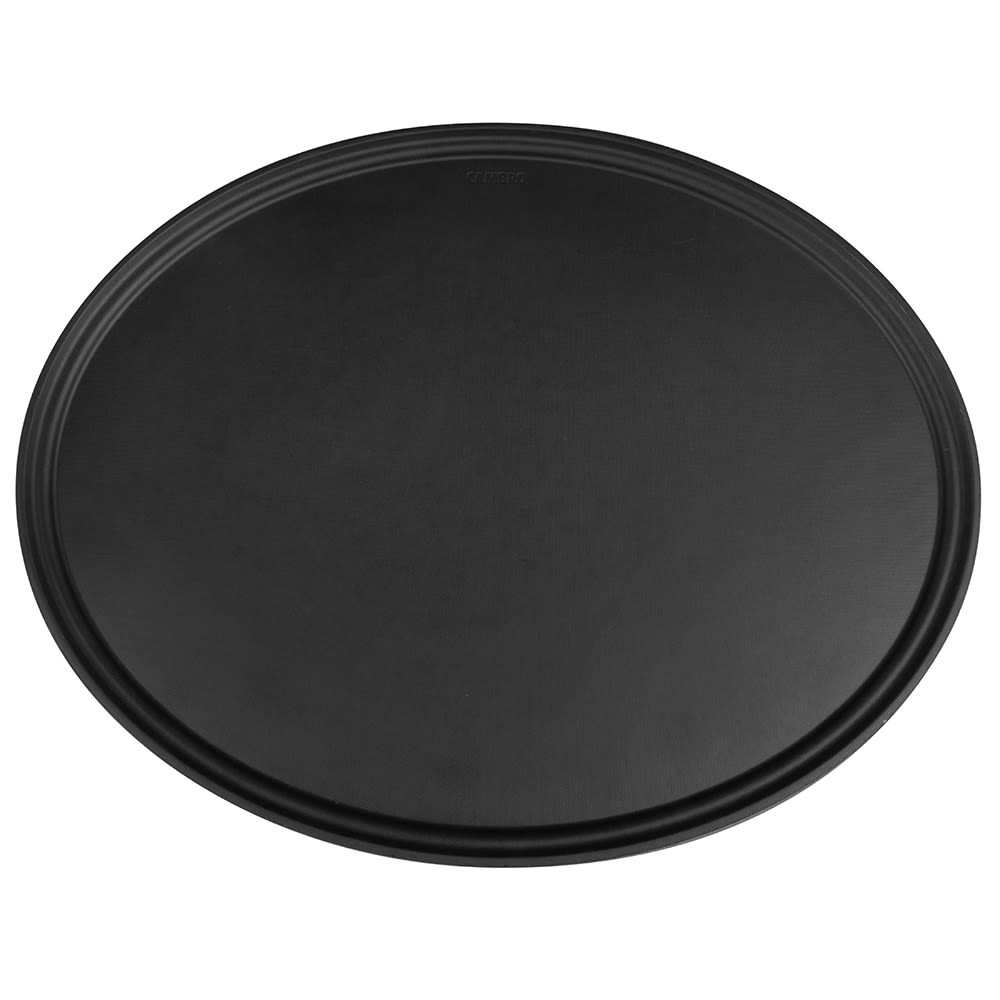 Cambro 2900CT110 Oval Camtread Serving Tray - 23 1/2x29", Fiberglass, Black Satin