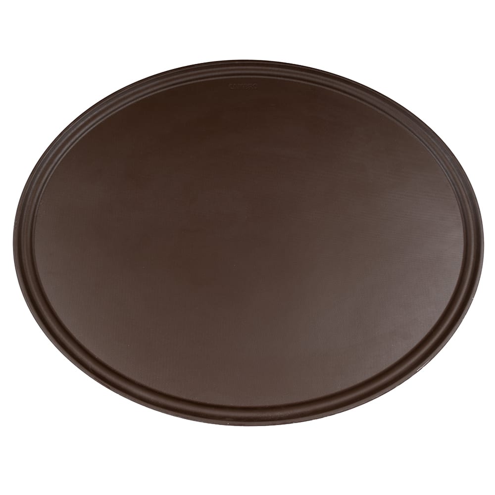 Cambro 2900CT138 Oval Camtread Serving Tray - 23 1/2x29", Fiberglass, Tavern Tan