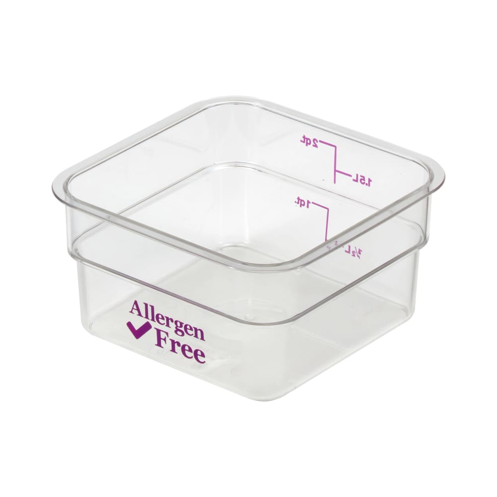 Cambro 2SFSCW441 2 qt Square Food Storage Container - CamSquare®, Allergen-Free, Polycarbonate, Clear