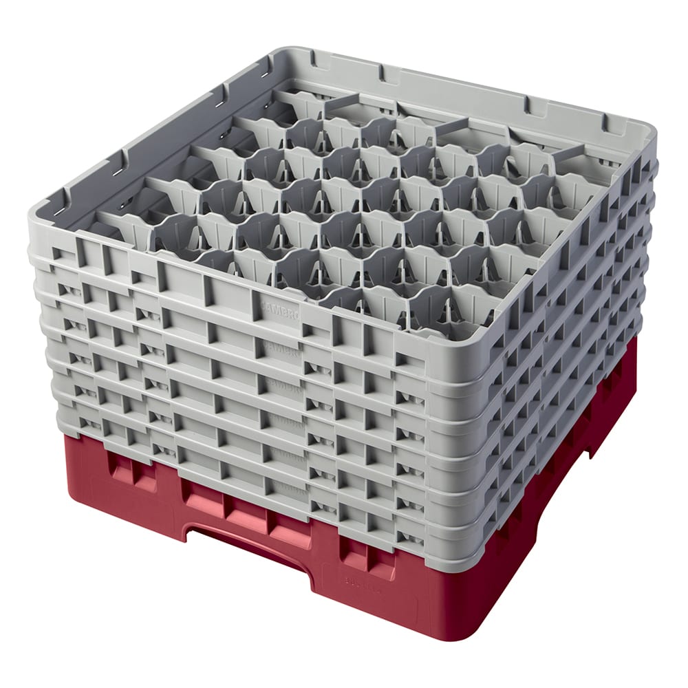 Cambro 30S1114416 Camrack® Glass Rack w/ (30) Compartments - (6) Gray Extenders, Cranberry