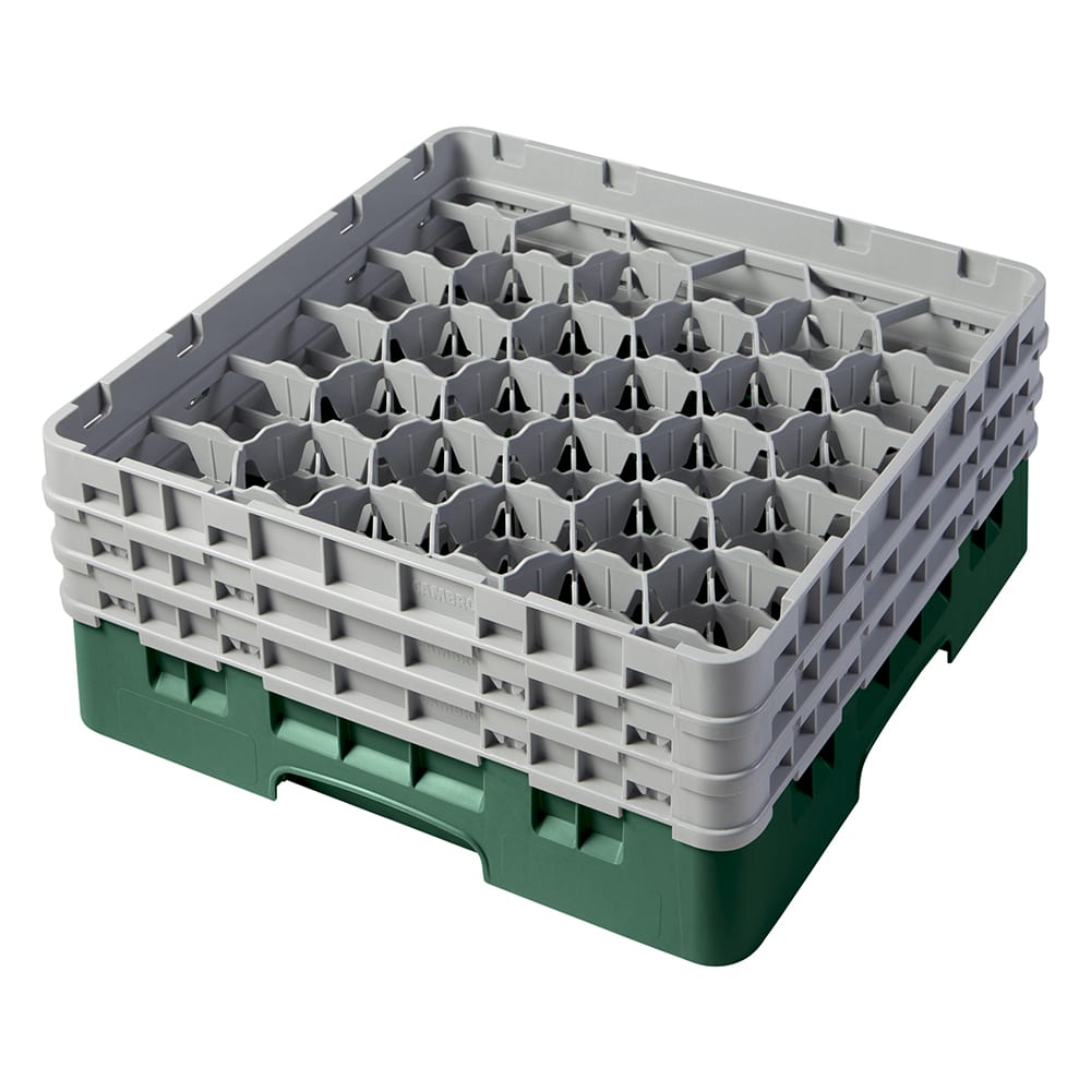 Cambro 30S638119 Camrack® Glass Rack w/ (30) Compartments - (3) Gray Extenders, Sherwood Green