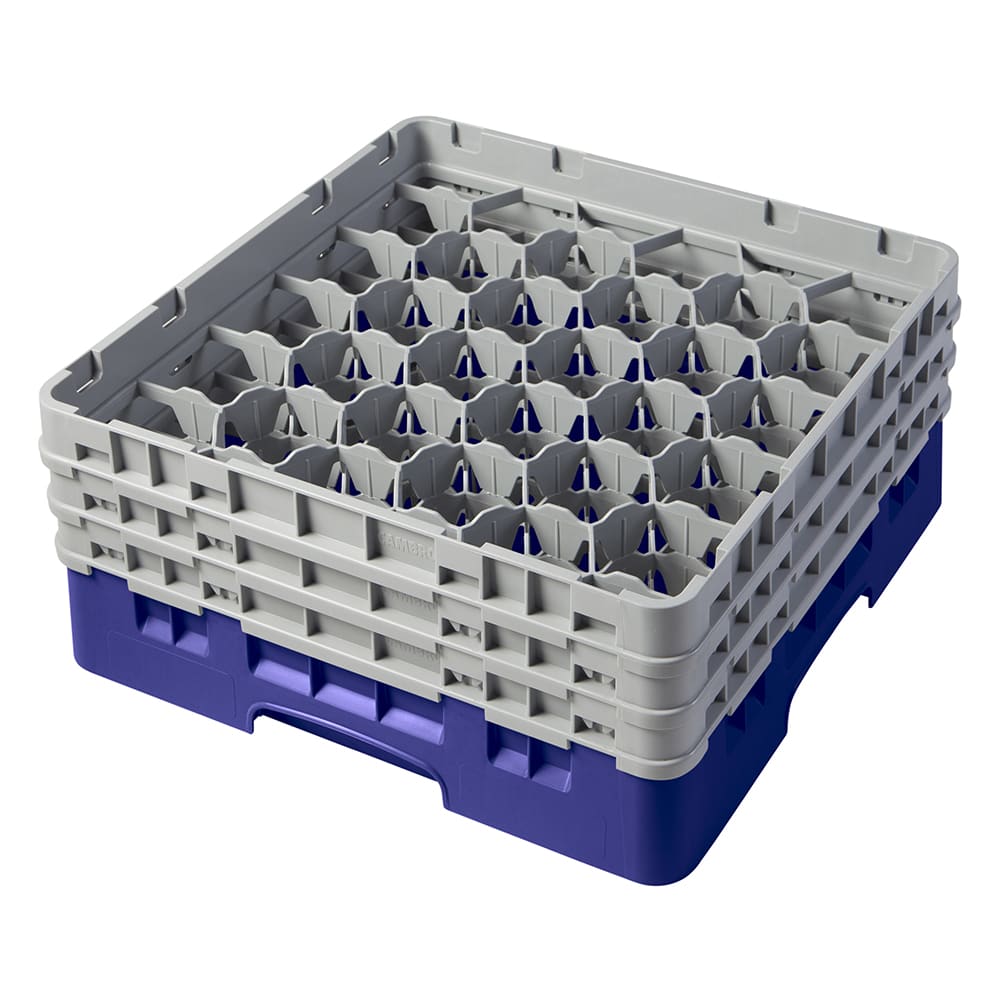 Cambro 30S638186 Camrack® Glass Rack w/ (30) Compartments - (3) Gray Extenders, Navy Blue