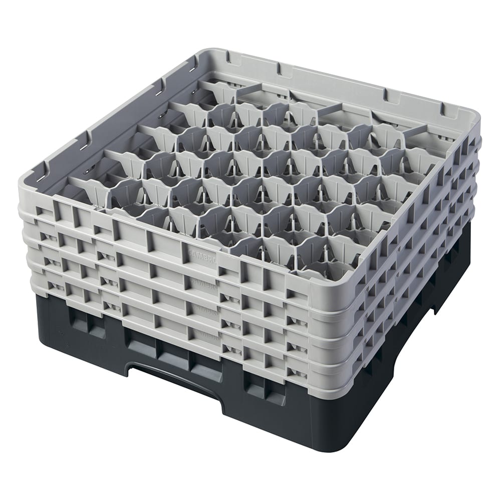 Cambro 30S800110 Camrack® Glass Rack w/ (30) Compartments - (4) Gray Extenders, Black