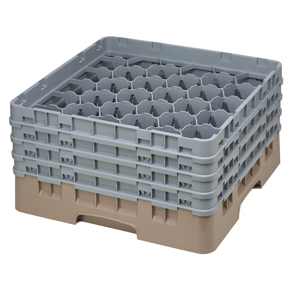 Cambro 30S800184 Camrack® Glass Rack w/ (30) Compartments - (4) Gray Extenders, Beige
