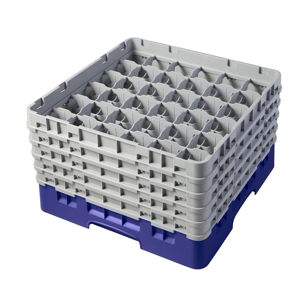Cambro 36S1058186 Camrack® Glass Rack w/ (36) Compartments - (5) Gray Extenders, Navy Blue