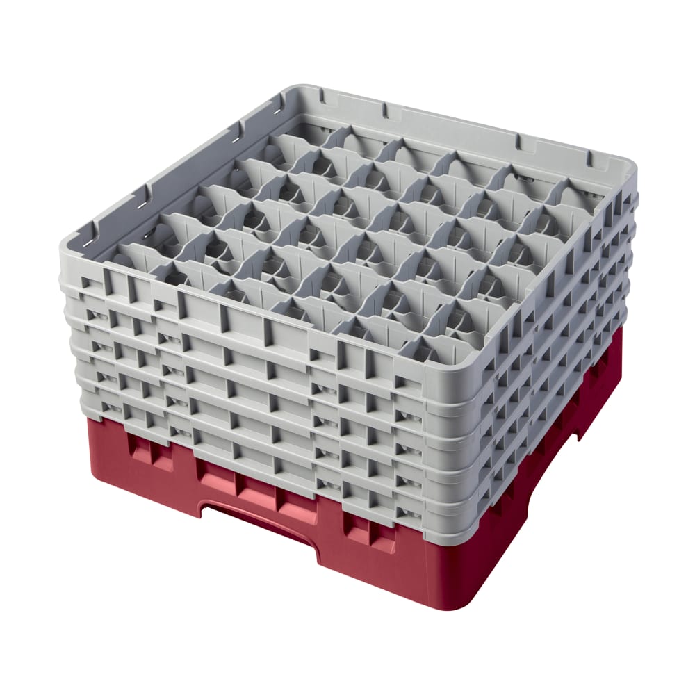 Cambro 36S1058416 Camrack® Glass Rack w/ (36) Compartments - (5) Gray Extenders, Cranberry