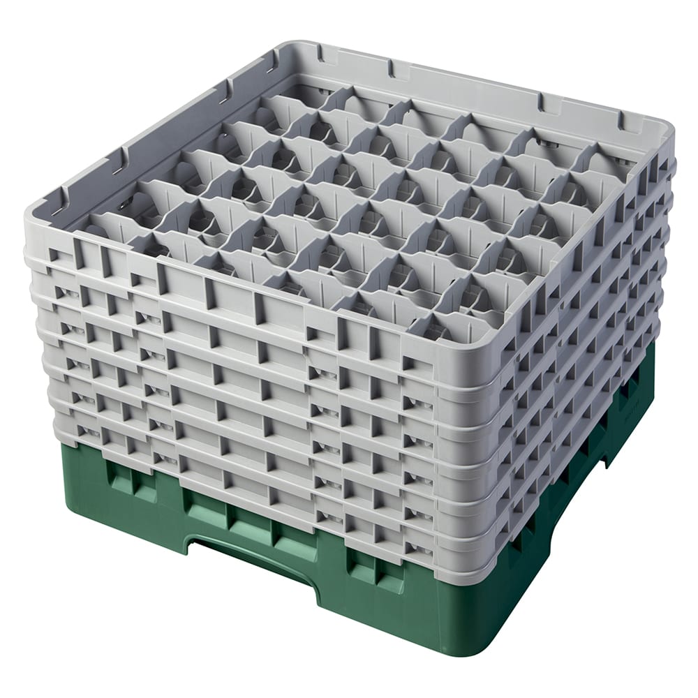 Cambro 36S1114119 Camrack® Glass Rack w/ (36) Compartments - (6) Gray Extenders, Sherwood Green