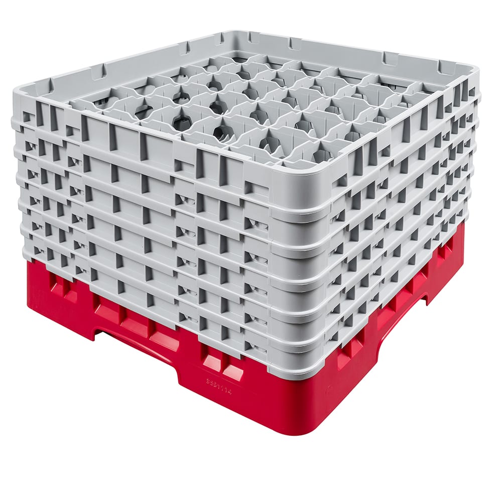 Cambro 36S1114163 Camrack® Glass Rack w/ (36) Compartments - (6) Gray Extenders, Red