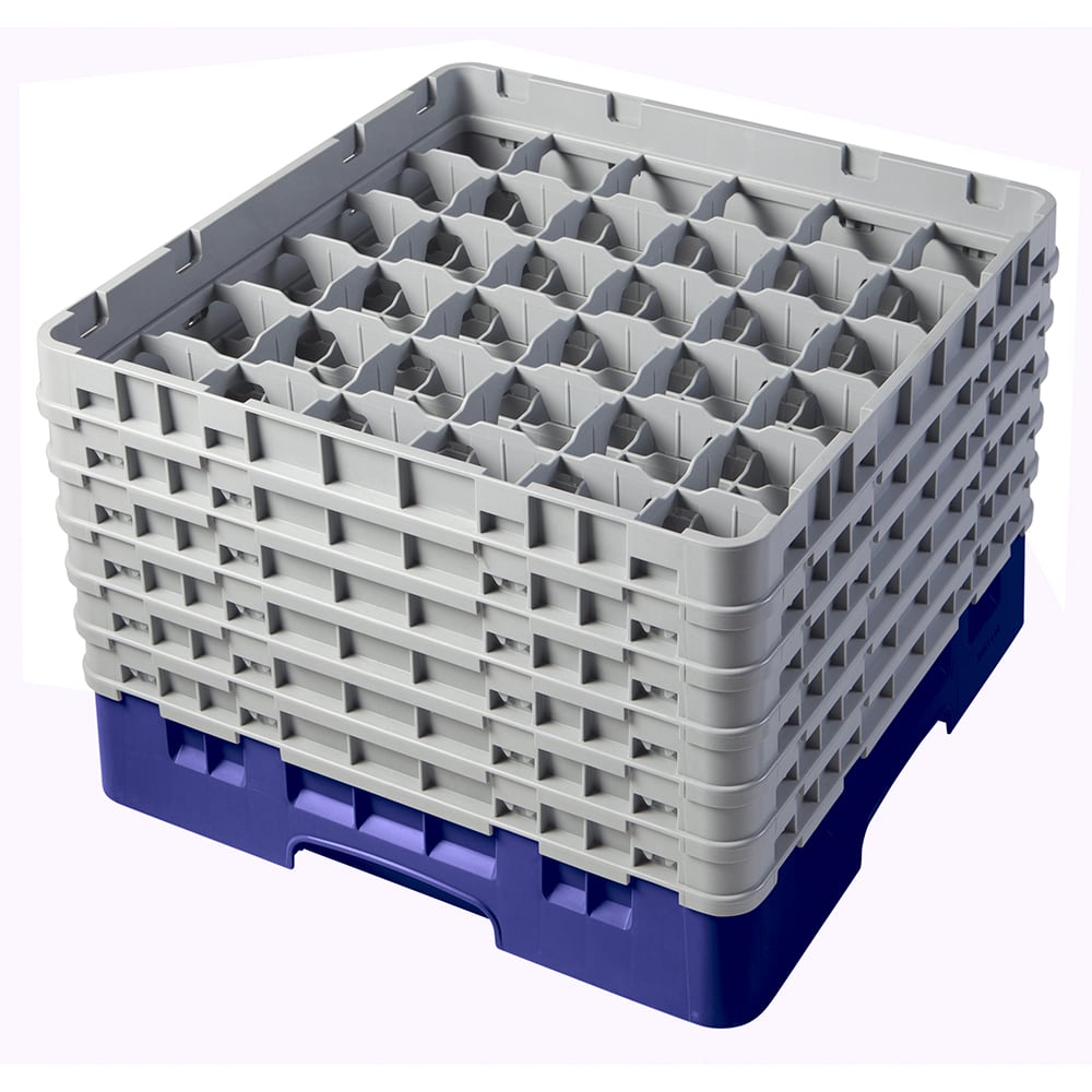 Cambro 36S1114186 Camrack® Glass Rack w/ (36) Compartments - (6) Gray Extenders, Navy Blue